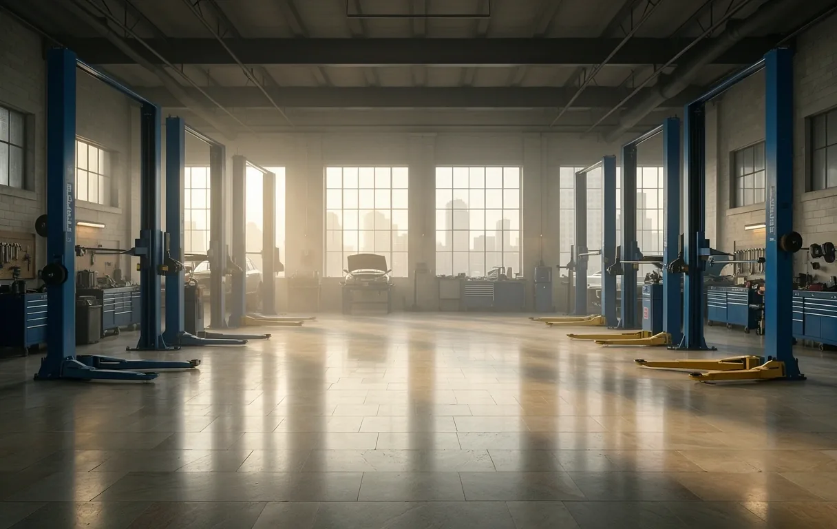 Empty Alveris workshop at dawn